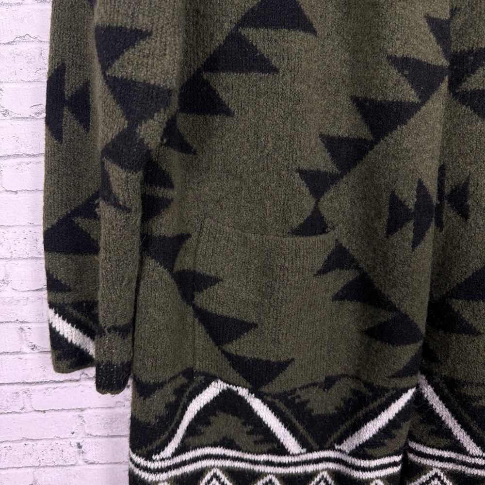 Frye Green Black Aztec Print Cardigan Womens Size L - Picture 5 of 9
